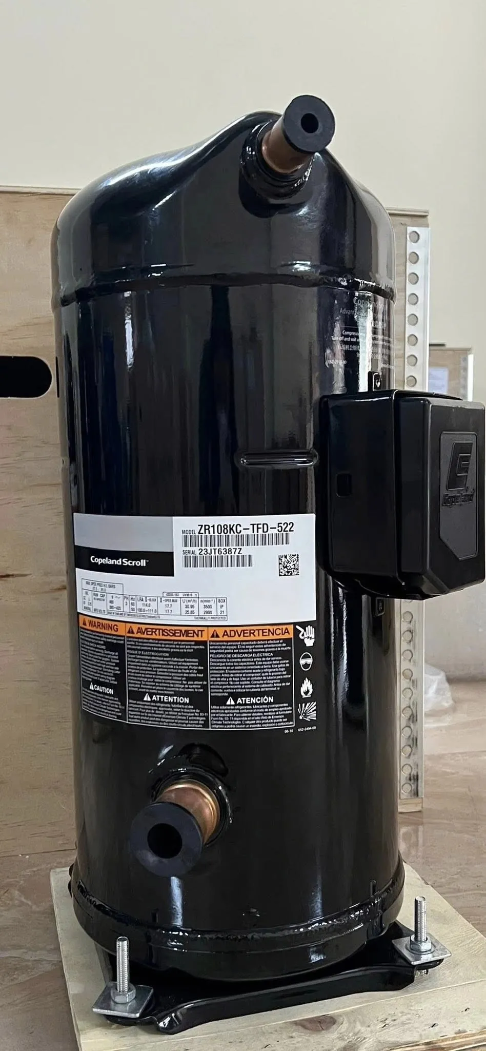 Copeland ZR108KC-TFD-522 Hermetic Scroll Compressor 10HP Air Conditioning Refrigeration Compressor