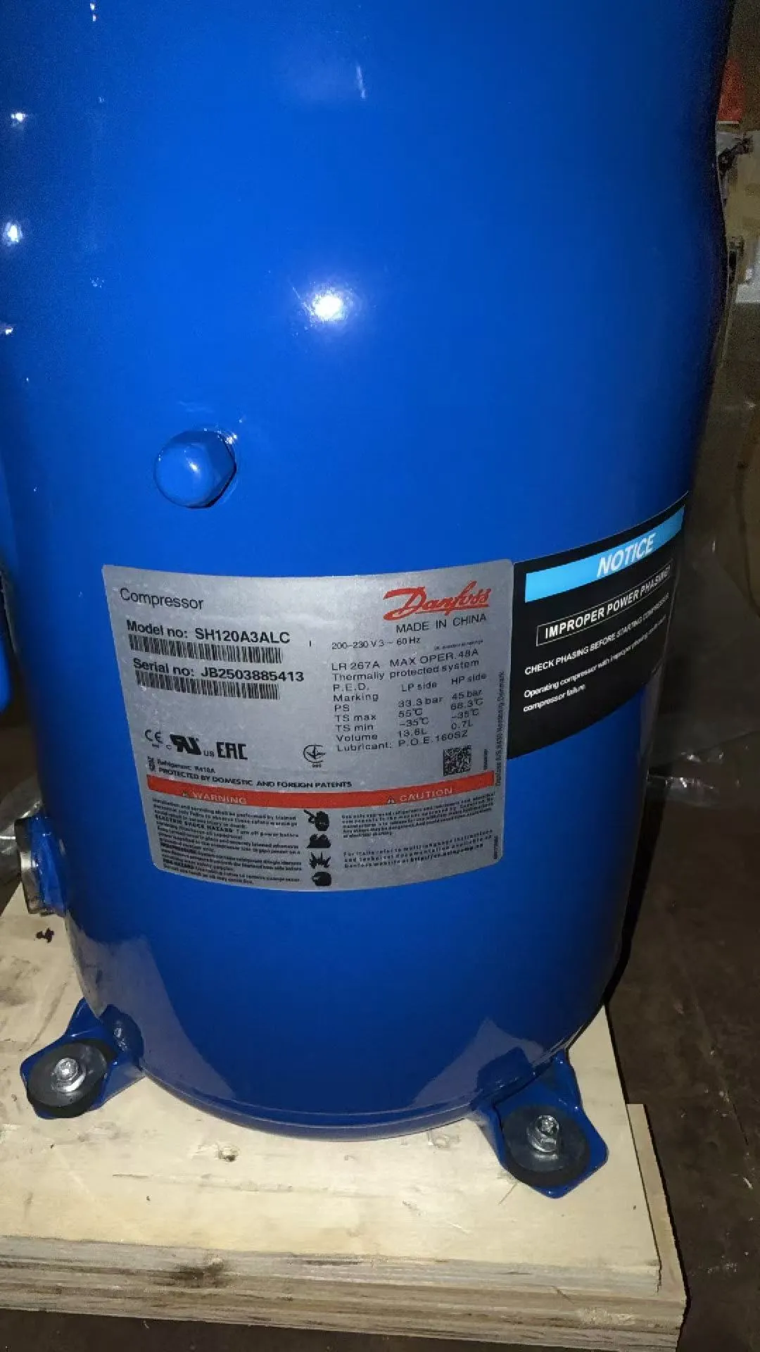 Authentic Danfoss Scroll Compressor SH120A3ALC 10HP R410A 120H0012