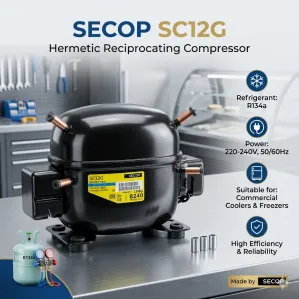 SECOP SC12G R134a Commercial Refrigeration Compressor 7250BTU 115V 60Hz