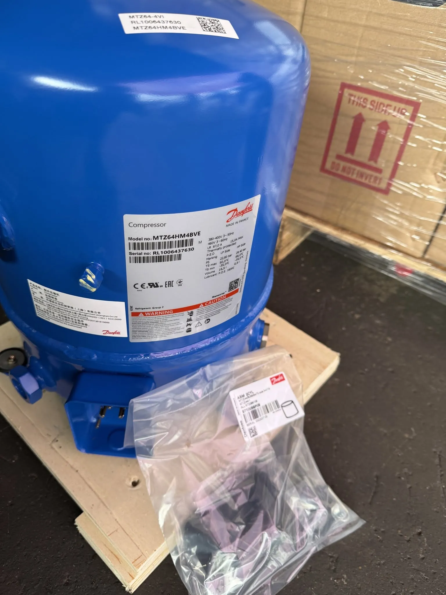 Danfoss Maneurop Reciprocating Compressor MTZ64HM4BVE | 5HP Hermetic Refrigeration Motor